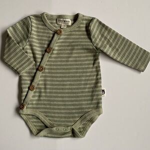 Rabbit and Bear Shirt 3 6 Months Snap Top Buttons Olive Green Long Sleeve EUC